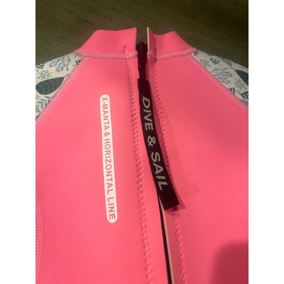 Dive & Sail Kids Pink Full-Body Wetsuit M 90% Neoprene 10% Nylon With Floral Sle - Picture 3 of 8